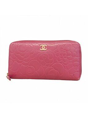 Chanel Wallet Camellia Lambskin Pink Champagne Gold